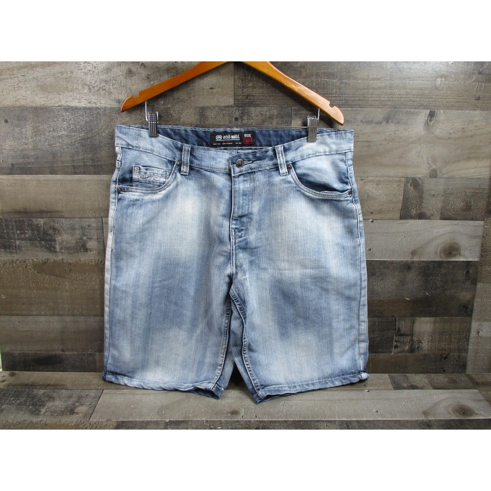 Ecko Unltd Shorts Mens 36 Blue Light Wash Baggy Denim Jorts Streetwear Hip Hop